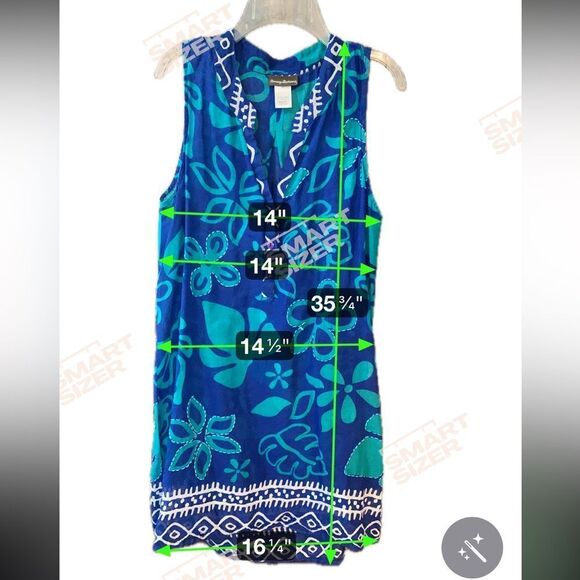 Tommy Bahama S Blue Green Embroidered Floral Semi-Sheer Bathing Suit Cover-Up - Picture 6 of 8
